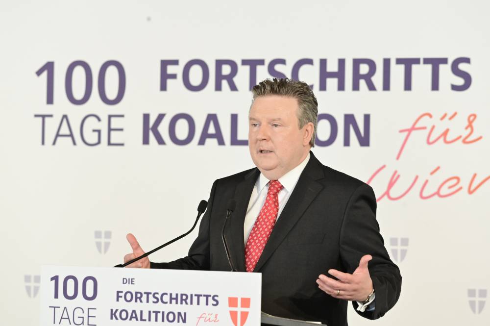 "100 Tage Fortschrittskoalition? mit Bürgermeister Michael Ludwig (SPÖ), Vizebürgermeister Christoph Wiederkehr (NEOS)