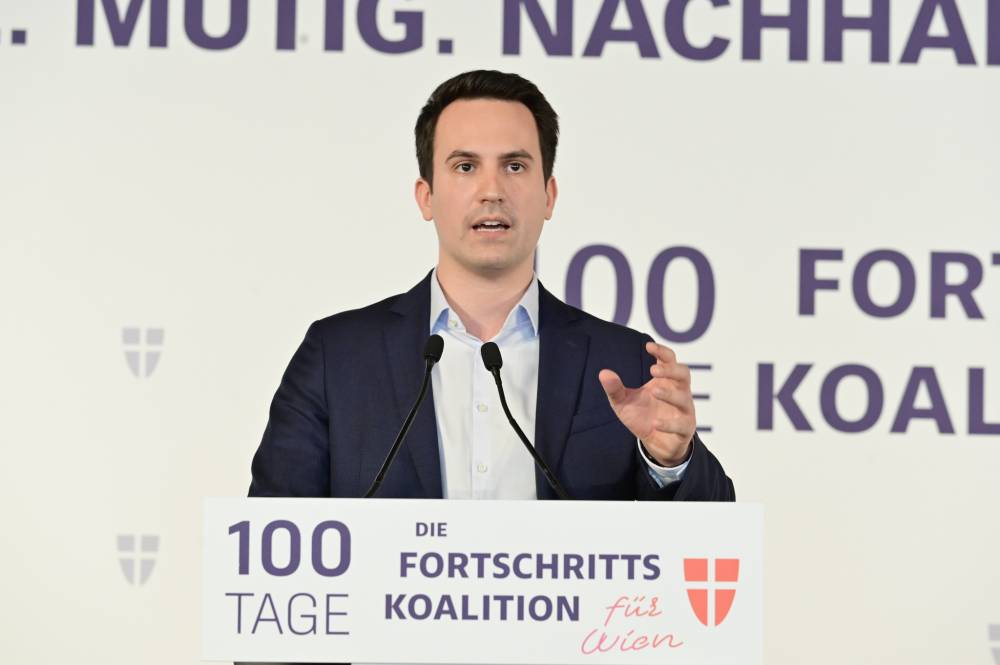 "100 Tage Fortschrittskoalition? mit Bürgermeister Michael Ludwig (SPÖ), Vizebürgermeister Christoph Wiederkehr (NEOS)