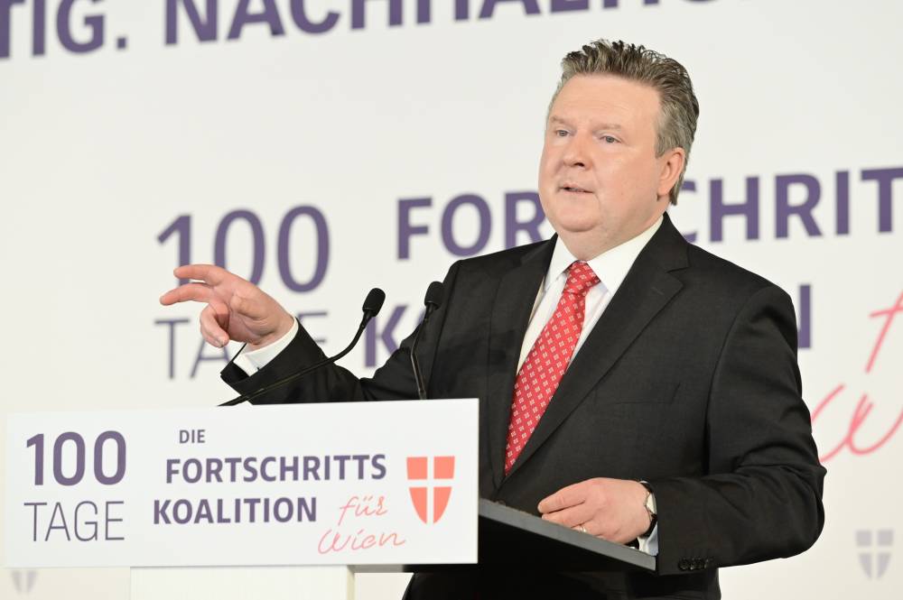 "100 Tage Fortschrittskoalition? mit Bürgermeister Michael Ludwig (SPÖ), Vizebürgermeister Christoph Wiederkehr (NEOS)