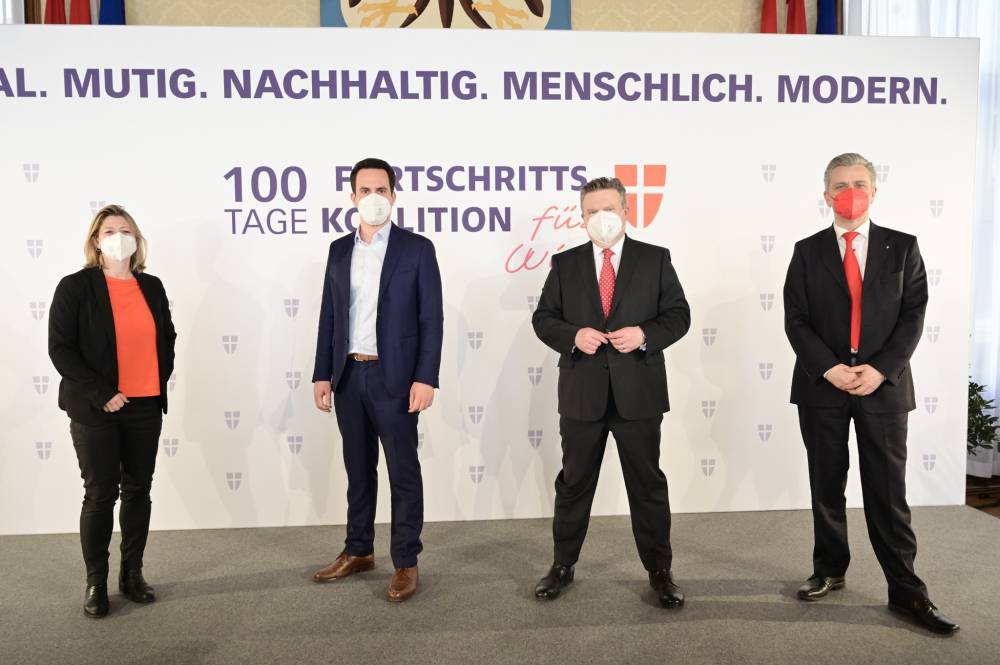"100 Tage Fortschrittskoalition? mit Bürgermeister Michael Ludwig (SPÖ), Vizebürgermeister Christoph Wiederkehr (NEOS)